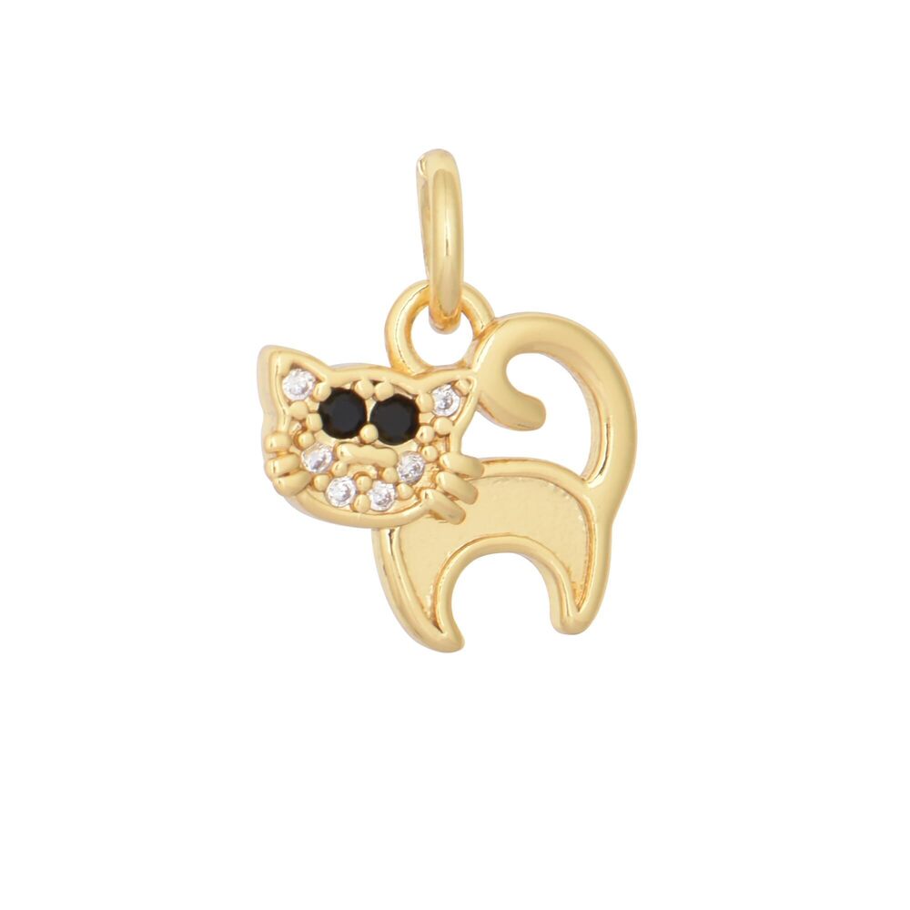 5740 Pack of 10 Kitten Gold Plated Brass Charms Bulk Assorted Colored